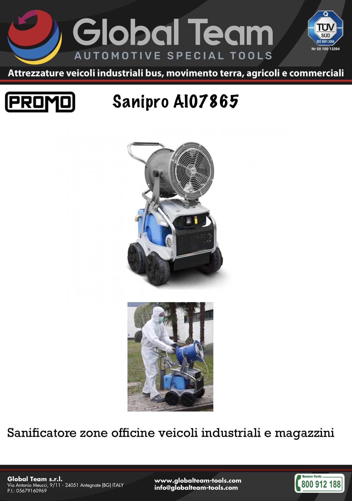 Promozione Sanipro AI07865 per sanificare zone lavoro in maniera professionale e certificata . Rapido per coprire zona lavoro 