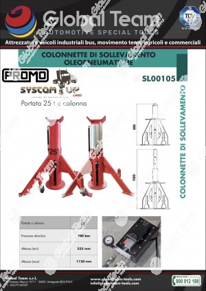 Kit Coppia colonnette oleopneumaiche portata 25 ton. a Colonnetta con pompa pneumatiche