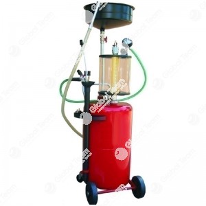 Serbatoio carrellato aspiratore e recuperatore olio esausto - 80 litri - con precamera trasparente - comprensivo di sonde di aspirazione