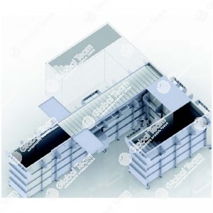 Fossa prefabbricata per revisioni 6,7 mt a normativa UNI 9721 - scala destra - autoportante 30 ton sull'asse - comprensiva di impianti luce, quadro elettrico, aria compressa ed aspirazione