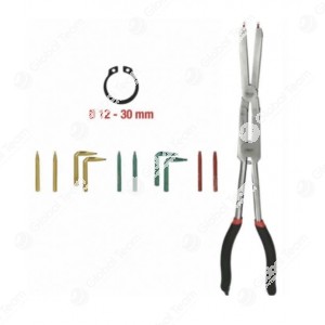 Pinza seeger per ESTERNI a doppia forbice lunga 320mm. con kit di punte Intercambiabili 