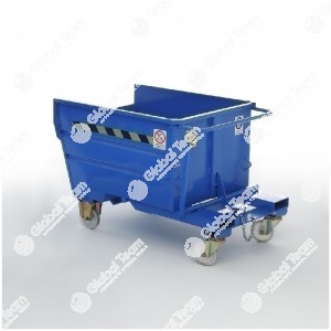 Contenitore ribaltabile per carrello elevatore - certificato a tenuta stagna - indicato per rottami ferrosi - 1600x1350x1195 mm