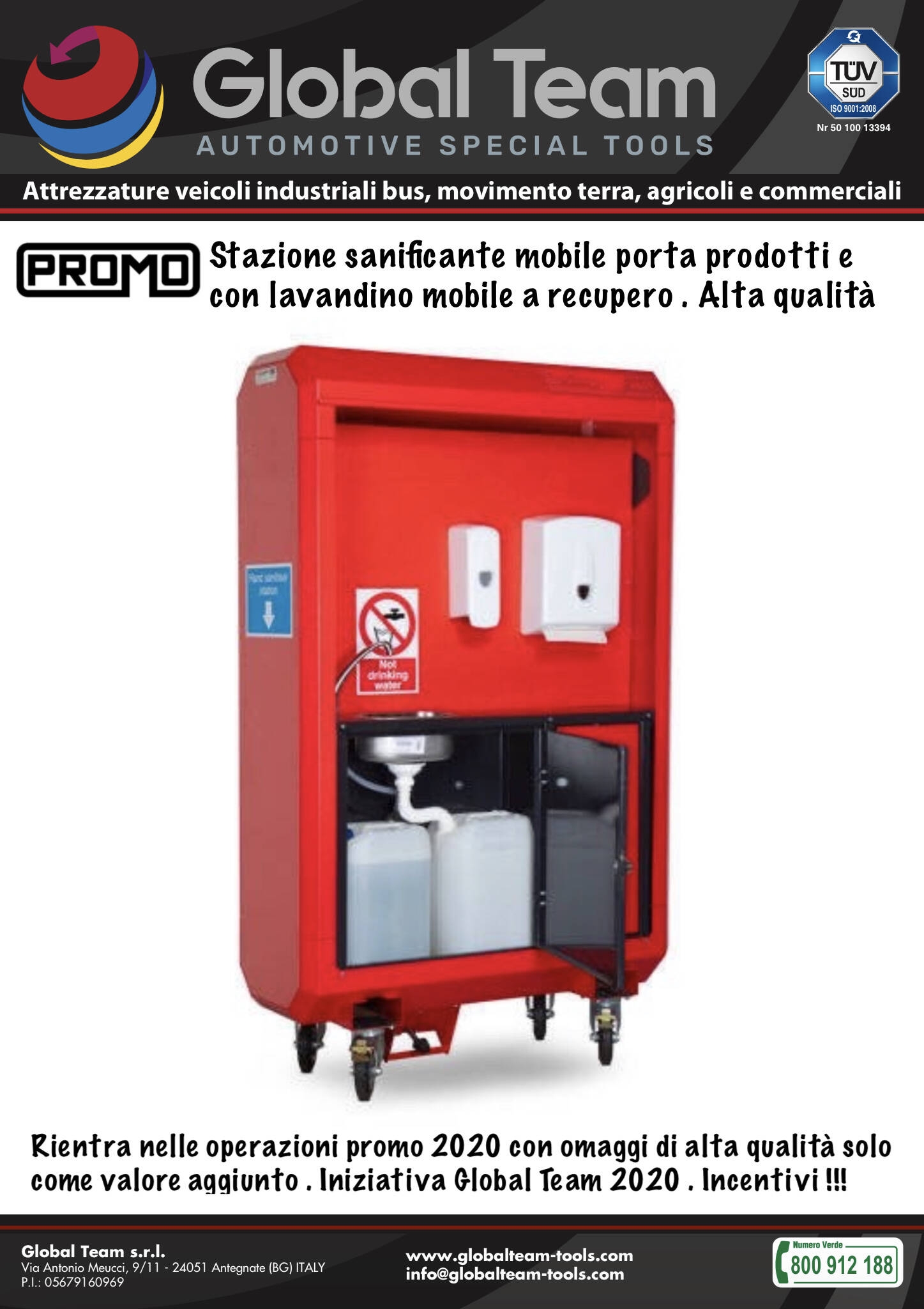 Armadio mobile a rubinetto con recupero acque per zona sanificante certificata in officine veicoli industriali ed industria . Alta qualità 