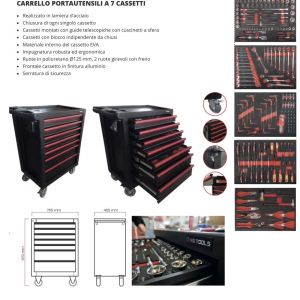 Promo carrello a 7 cassetti completo di attrezzature da grossi stock 