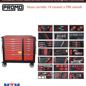 Nuovo carrello porta utensili robusto a 14 cassetti ad ottima qualita con 596 utensili in promozione lancio .