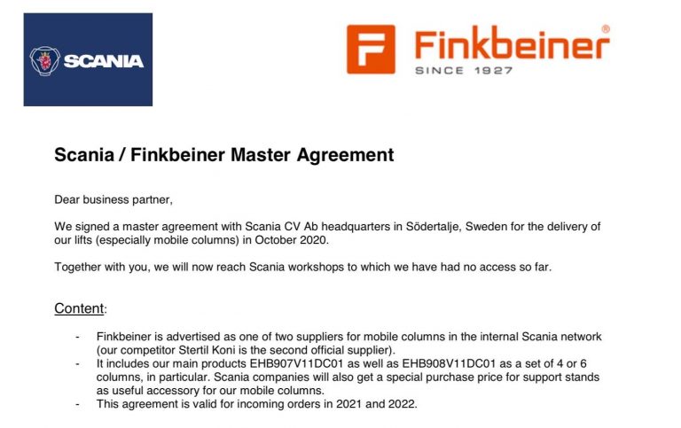 Accordo quadro Finkbeiner/SCANIA